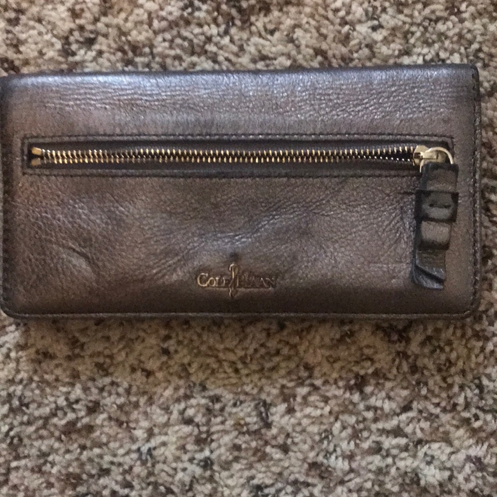 Cole Haan silver longer wallet slightly worn